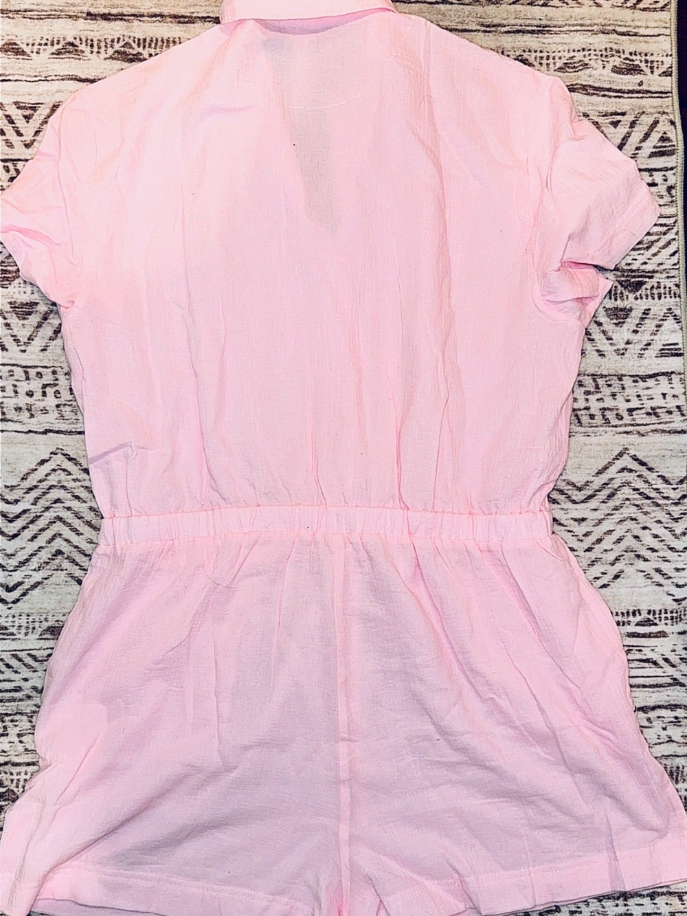 Fabletics Light Pink Short-Sleeve Drawstring Romper - Picture 15 of 16